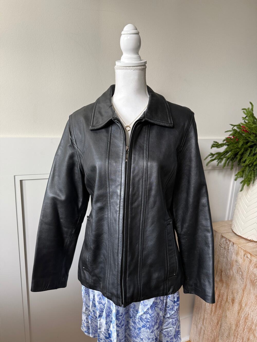 Vintage Leslie Fay Black Genuine Leather Jacket